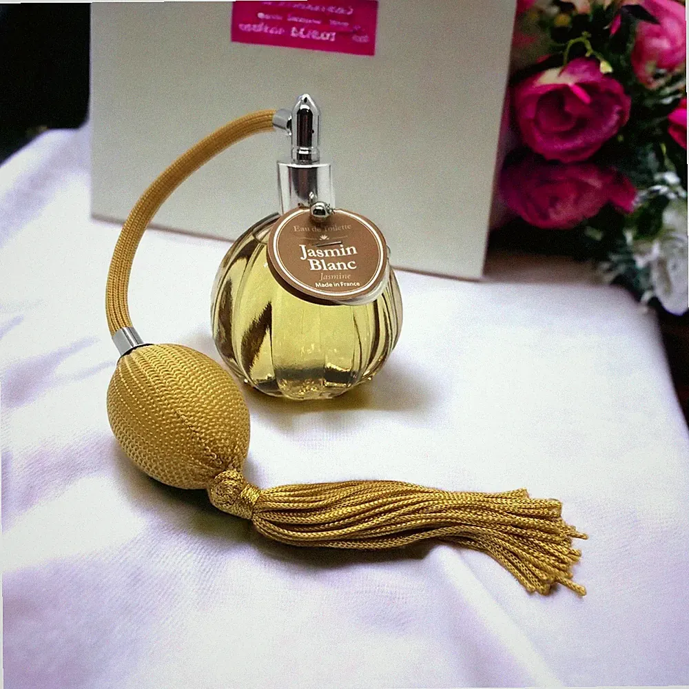 WHITE JASMIN French Eau De Toilette in Retro Glass Spray Floral Perfume Natural